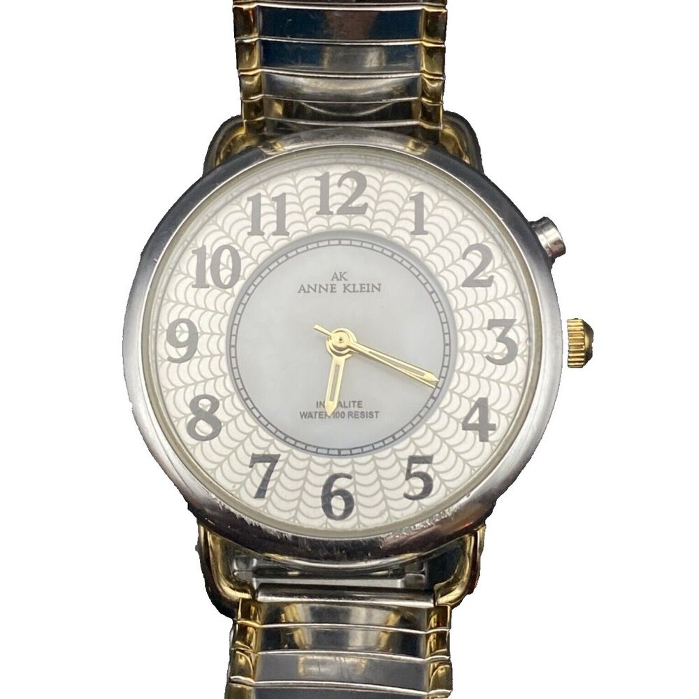 Anne Klein Instalite Two Tone Quartz Analog Ladies Watch Sz 8-9" Classic Minimal